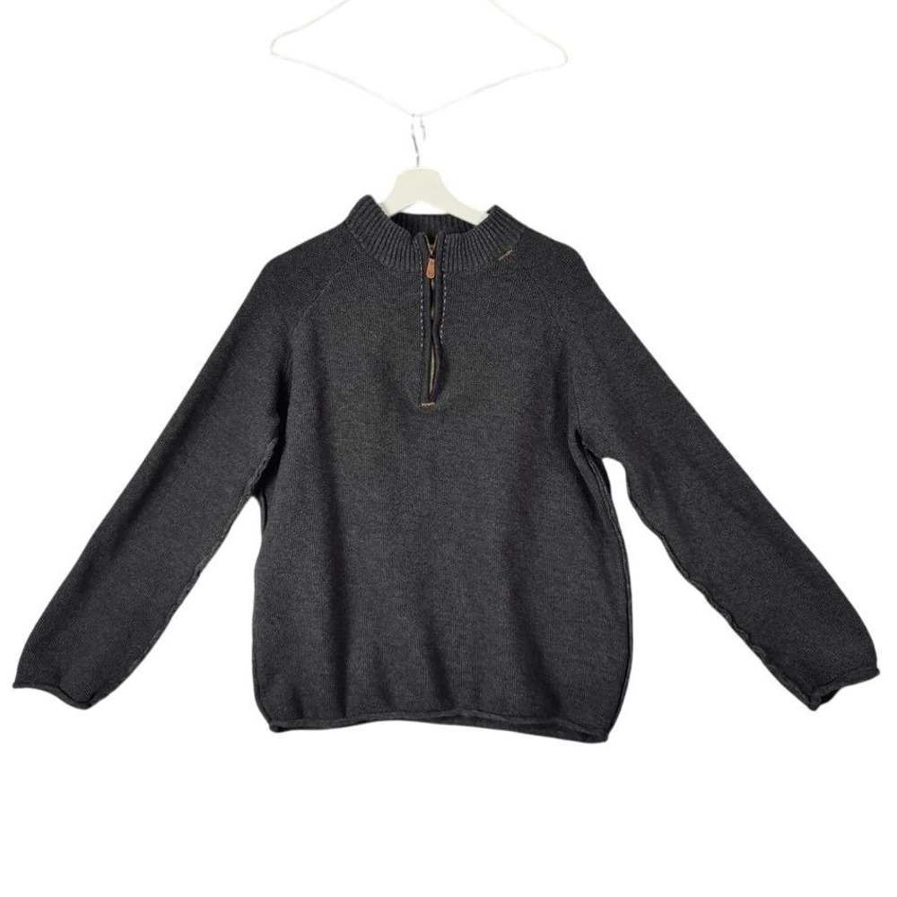 Carbon2Cobalt Mens Preppy Academia Henley Quarter Zip Pullover Sweater XXL Gray